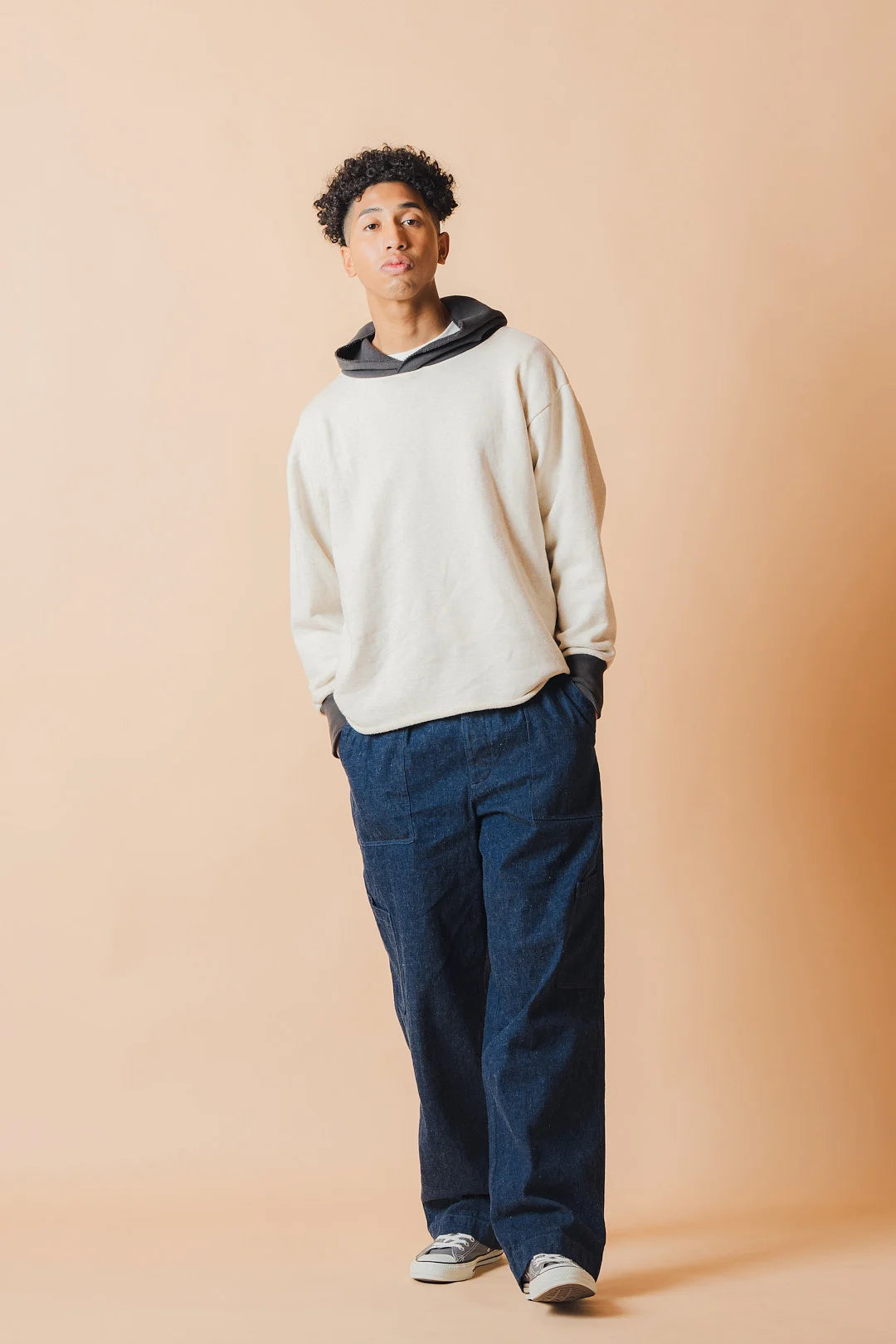 ROUGH HOODIE (OATMEAL x BLACK SUN)